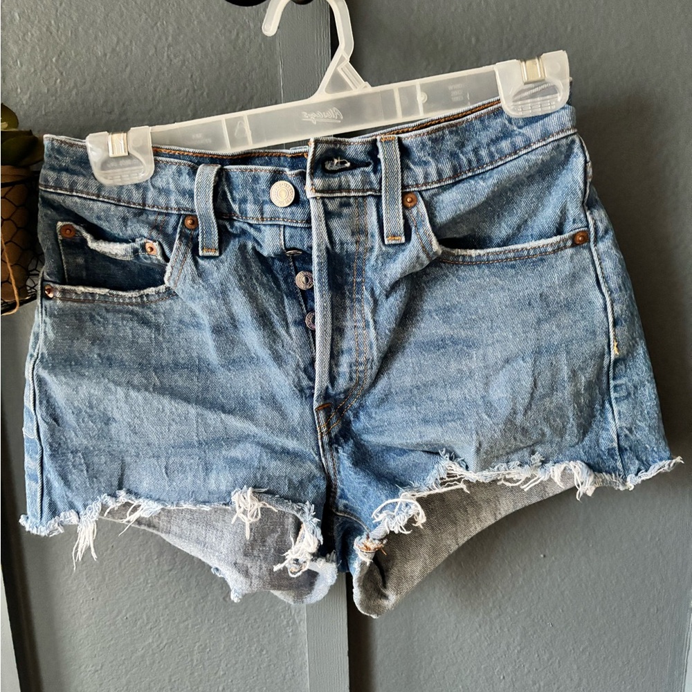 Levi’s high waisted distressed shorts